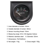 B741 52mm General Car Meter Modified Water Temperature Meter 40-120 Degrees Celsius - Image 6