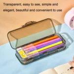RJ 26 Large Capacity Simple Pen Bag Hand Lifting Transparent Double Layer Student Stationery Storage Box - Image 4