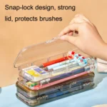 RJ 26 Large Capacity Simple Pen Bag Hand Lifting Transparent Double Layer Student Stationery Storage Box - Image 5