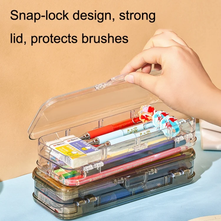 TBD0603291001_B4.webp RJ 26 Large Capacity Simple Pen Bag Hand Lifting Transparent Double Layer Student Stationery Storage Box - Image 5