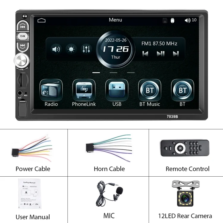 TBD0603305704.webp F133 7 Inches MP5 Bluetooth Player Universal Wired CarPlay Reversing Image Integrated, Style: - Image 1