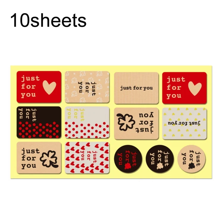TBD06033071.webp 10sheets Love Cake Stickers Baking Stickers Leather Paper Sealing Stickers - Image 1