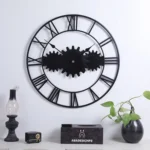 60cm Vintage Iron Round Gear Wall Clock Silent Large Art Clock