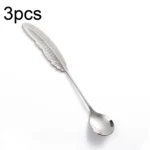 304 Stainless Steel Feather Spoon Fork Literary Tableware,Style: