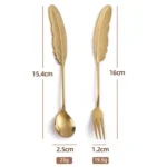 304 Stainless Steel Feather Spoon Fork Literary Tableware,Style: - Image 2