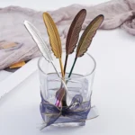 304 Stainless Steel Feather Spoon Fork Literary Tableware,Style: - Image 5