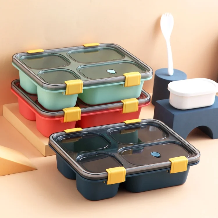 TBD0603317601_B1.webp Sealed Compartment Microwave Plastic Lunch Box Portable Student Lunch Plate - Image 2