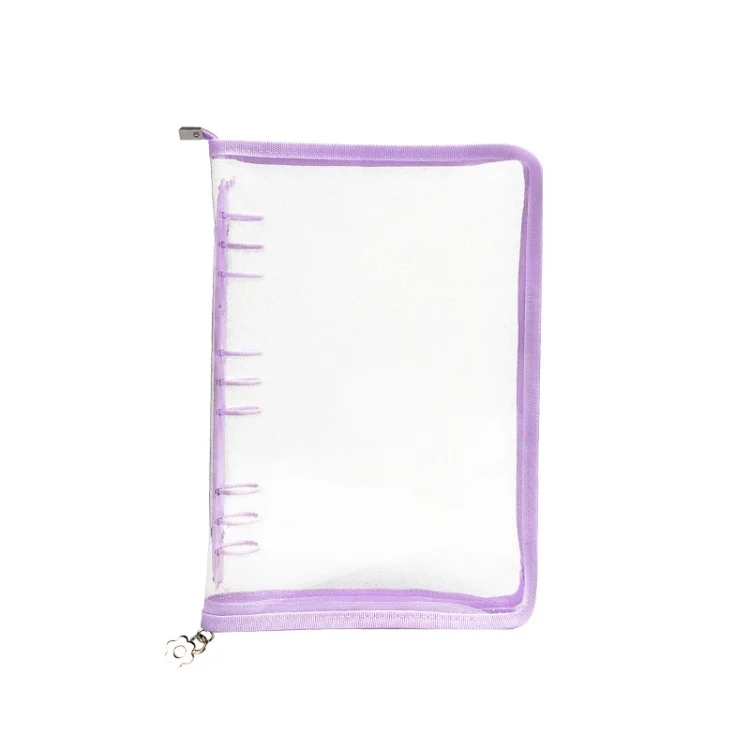 TBD0603318201A.webp B5 9 Rings Loose-leaf Journal Clear PVC Cover Zipper Planner Notebook - Image 1