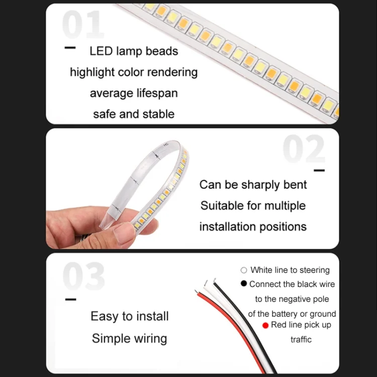 TBD0603318601_B3.webp Car Rearview Mirror Decoration LED Streamer Turn Signal, Length: 14cm A Pair - Image 4
