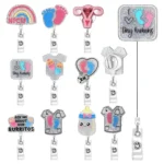 2pcs  65cm Retractable Pull Badge Reel Kristall-Acryl Name Tag Card Badge Holder - Image 2