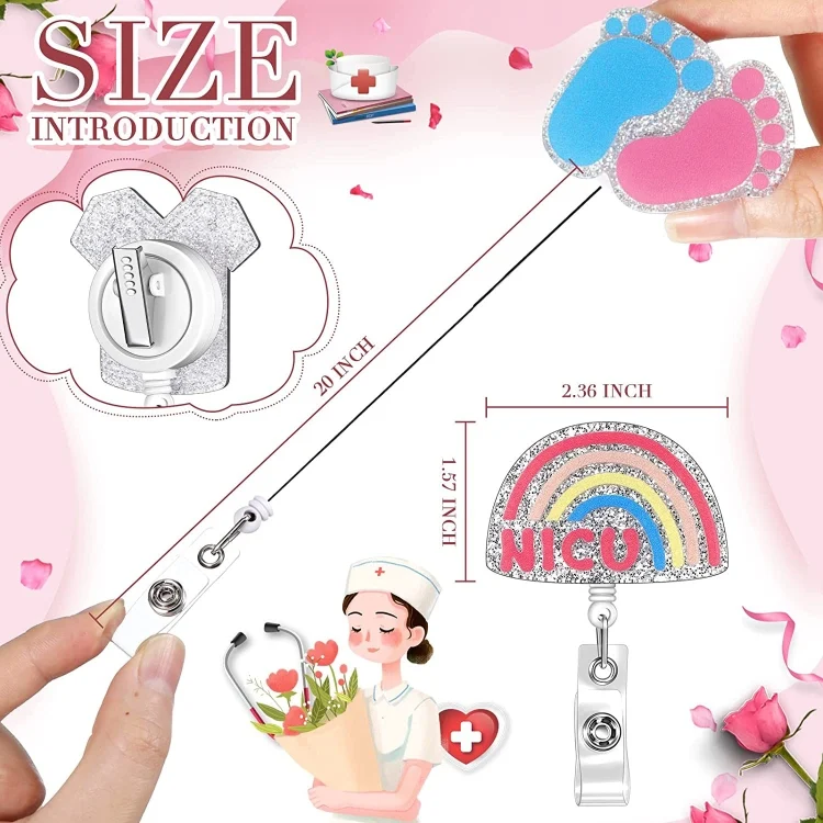 TBD0603318901_B2.webp 2pcs  65cm Retractable Pull Badge Reel Kristall-Acryl Name Tag Card Badge Holder - Image 3