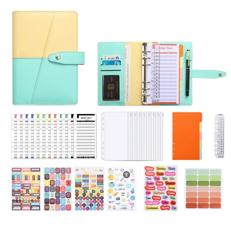 TBD0603320901D.webp A6 YMX-012 PU Leather Budget Binder Notebook Macaron Color Matching Handbook - Image 1