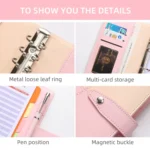 A6 YMX-012 PU Leather Budget Binder Notebook Macaron Color Matching Handbook - Image 6