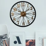 YX0806 60cm 3D Vintage Decorative Wall Clock Wheel Shape Household Large Wall Watch
