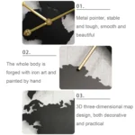 0818 3D Stereo World Map Art Wall Decoration Clock Round Wall Clock - Image 4
