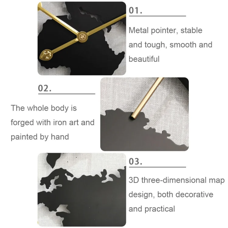 TBD0603323801_B3.webp 0818 3D Stereo World Map Art Wall Decoration Clock Round Wall Clock - Image 4