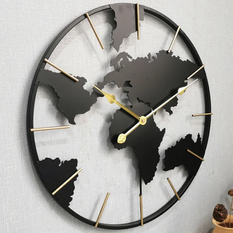TBD0603323801_B4.webp 0818 3D Stereo World Map Art Wall Decoration Clock Round Wall Clock - Image 5