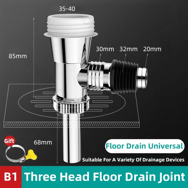 TBD0603328701_1.webp Three Head Washing Machine Floor Drain Joint Pipe Connector - Image 7