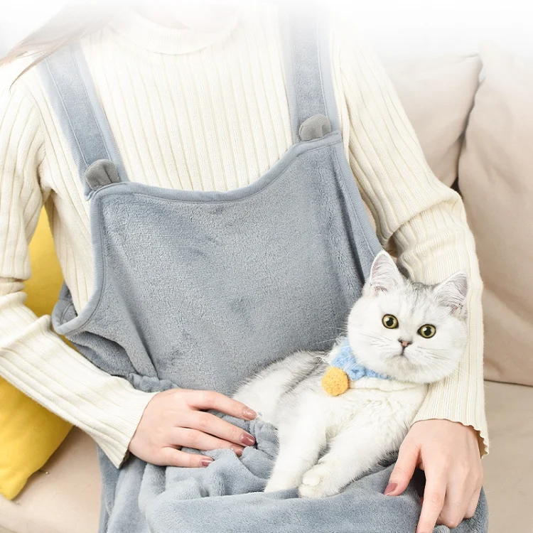 TBD0603329201A.webp Cat Hug Apron Fleece Carriers Bags Anti-sticky Fur Hold Cats Pocket - Image 1