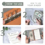 H666 A6 Loose-leaf Binder Cash Budget Handbook Vintage PU Leather Notebook with Window - Image 4