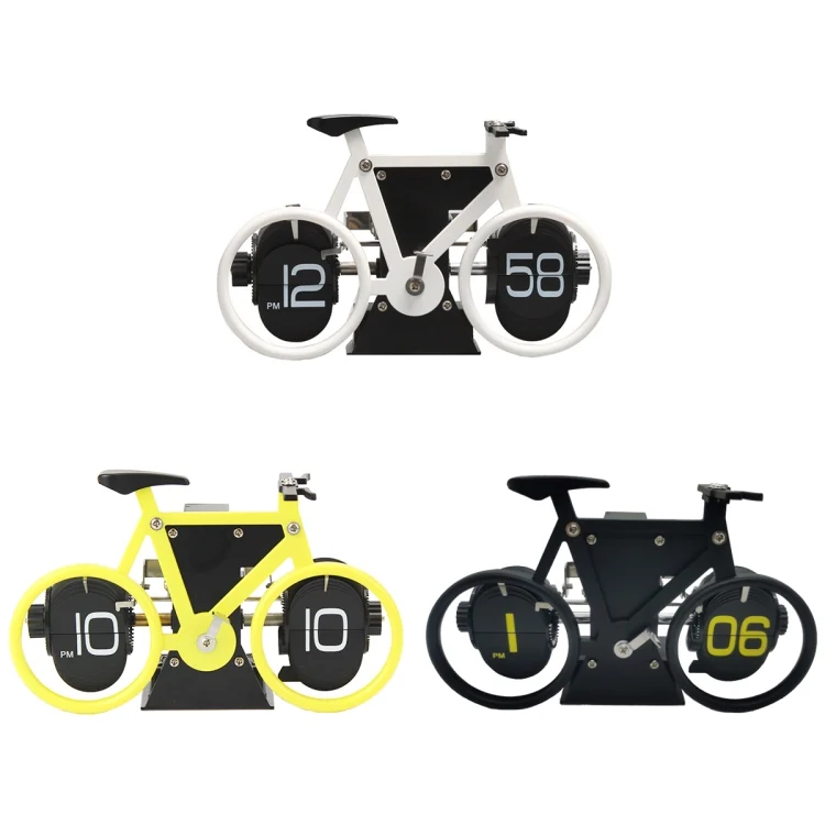 TBD0603341401_B1.webp HY-F087 Retro Bicycle Shape Automatic Flip Home Decorative Turning Clock - Image 2