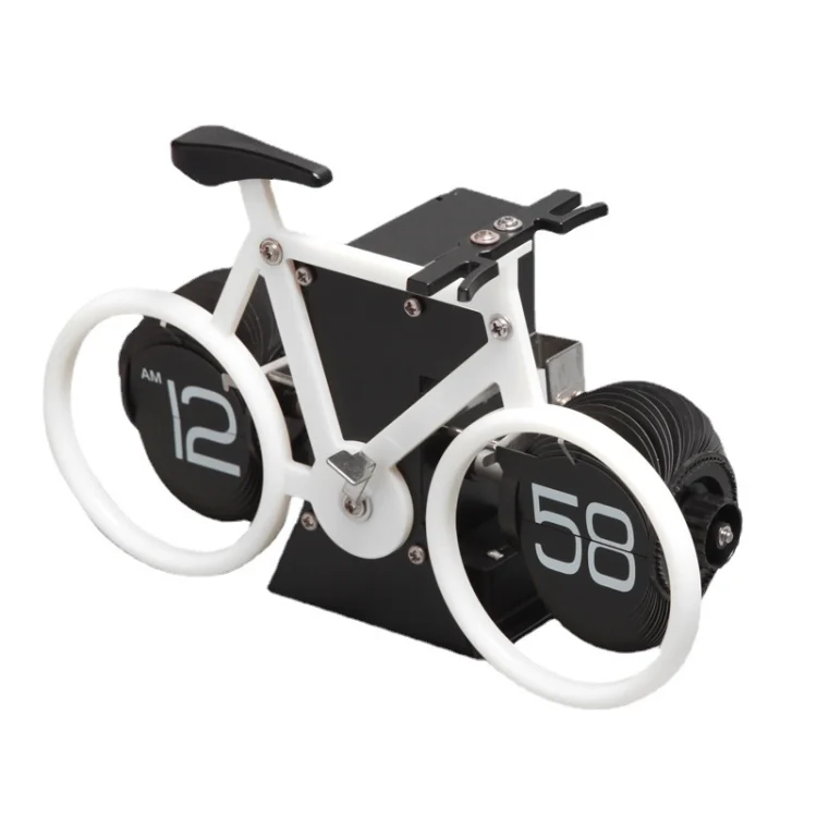 TBD0603341401_B3.webp HY-F087 Retro Bicycle Shape Automatic Flip Home Decorative Turning Clock - Image 4