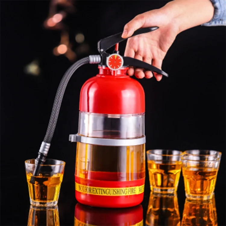 TBD06033482.webp HLX028 Transparent Fire Extinguisher Shaped Wine Dispenser Hand Press Wine Dispenser - Image 1