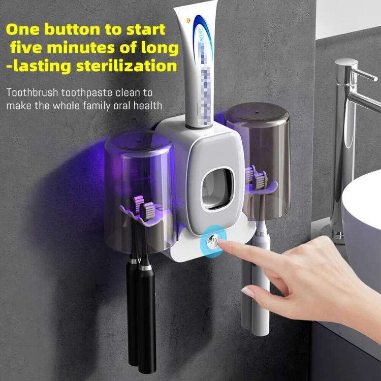 TBD0603360701_3.webp Couple Wall Mounted Toothbrush Holder Automatic Squeeze Toothpaste Device,Spec: - Image 4