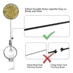 2pcs Diamond Glitter Sequins Retractable Pull Badge Reel Name Tag Card Badge Holder - Image 3