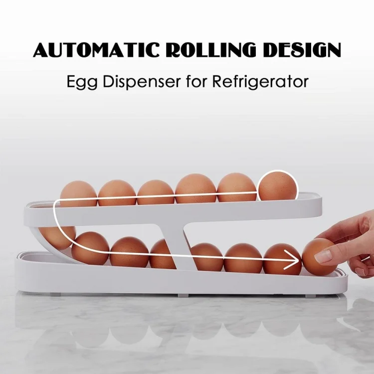 TBD0603368901_B4.webp Automatic Eggs Storage Box Refrigerator Egg Dispenser Plastic Rolling Eggs Holder  Container - Image 5