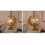 LED Wrought Iron Moon Shape Atmosphere Bedroom Table Lamp - Image 2