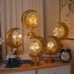 LED Wrought Iron Moon Shape Atmosphere Bedroom Table Lamp - Image 5