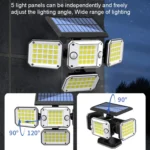 TG-TY10804 Solar 4 Head Double Sensor Light LED Rotating Wall Light With Remote Control - Image 4