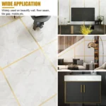 2.5cm x 5m  Golden Tile Gap Tape Waterproof PVC Self Adhesive Sticker - Image 6
