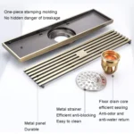 8x30cm Extended Full Copper Strip Floor Drain, Style: - Image 4
