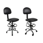 Anti-static Chair Liftable Adjustable Stool PU Leather Backrest Chair With Footrest,Spec: - Image 2