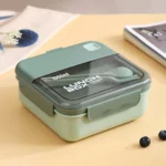 Plastic Compartment Lunch Box Microwaveable with Tableware