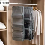 B05005 Double Sided 6 Pocket Hanging Bag Non-woven Fabric Hanging Handbag Organizer - Image 4