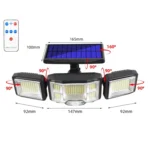 Remote Control Solar Wall Light LED Triple Rotation Sensor Flood Light - Image 6