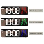 671  Mirror Screen Digital LED Alarm Clock USB Plug-in/Battery Dual-use With Temperature/Humidity Display - Image 2