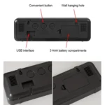 671  Mirror Screen Digital LED Alarm Clock USB Plug-in/Battery Dual-use With Temperature/Humidity Display - Image 5