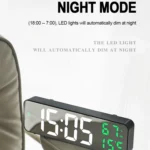671  Mirror Screen Digital LED Alarm Clock USB Plug-in/Battery Dual-use With Temperature/Humidity Display - Image 6