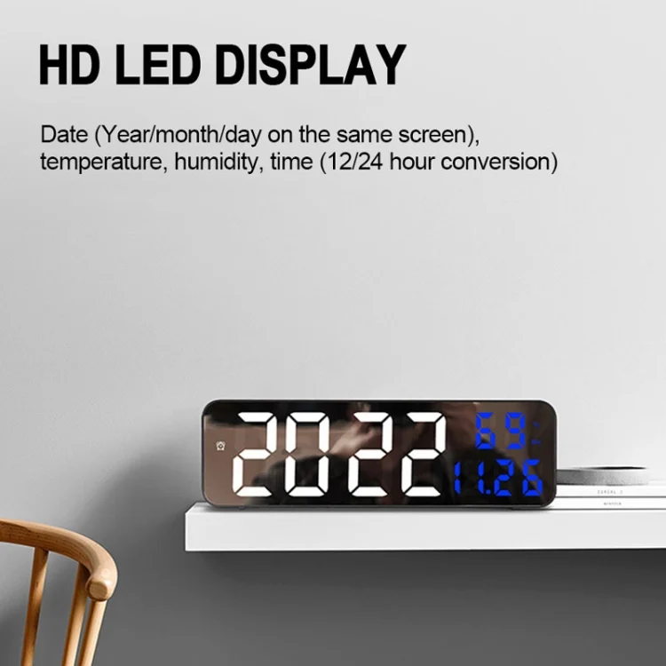 TBD0603499801_B6.webp 671  Mirror Screen Digital LED Alarm Clock USB Plug-in/Battery Dual-use With Temperature/Humidity Display - Image 7