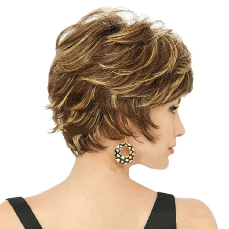 TBD0603503501_B2.webp WIG-330 Ladies Fluffy Short Curved Head Set Chemical Fiber Wig - Image 3