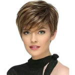 WIG-305 Female High Temperature Silk Wig Oblique Bangs Short Hair Chemical FiberHeadgear