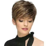 WIG-305 Female High Temperature Silk Wig Oblique Bangs Short Hair Chemical FiberHeadgear - Image 3