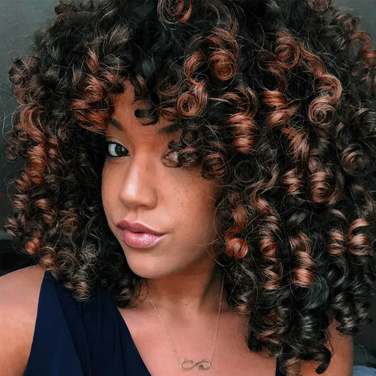 WIG-T130H Ladies Short Curly Hair High Temperature Silk Wig Chemical Fiber Headgear