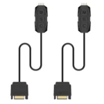 2pcs 5V ARGB 3-pin Light Mode Fan Speed Adjustment Color Controller SATA Power Supply