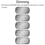 6637 LED Digital Display Temperature Electronic Clock Desktop Mirror Alarm Clock - Image 4