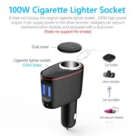 Multifunctional Car Cigarette Lighter 100W One for Two High Power Charger - Image 3